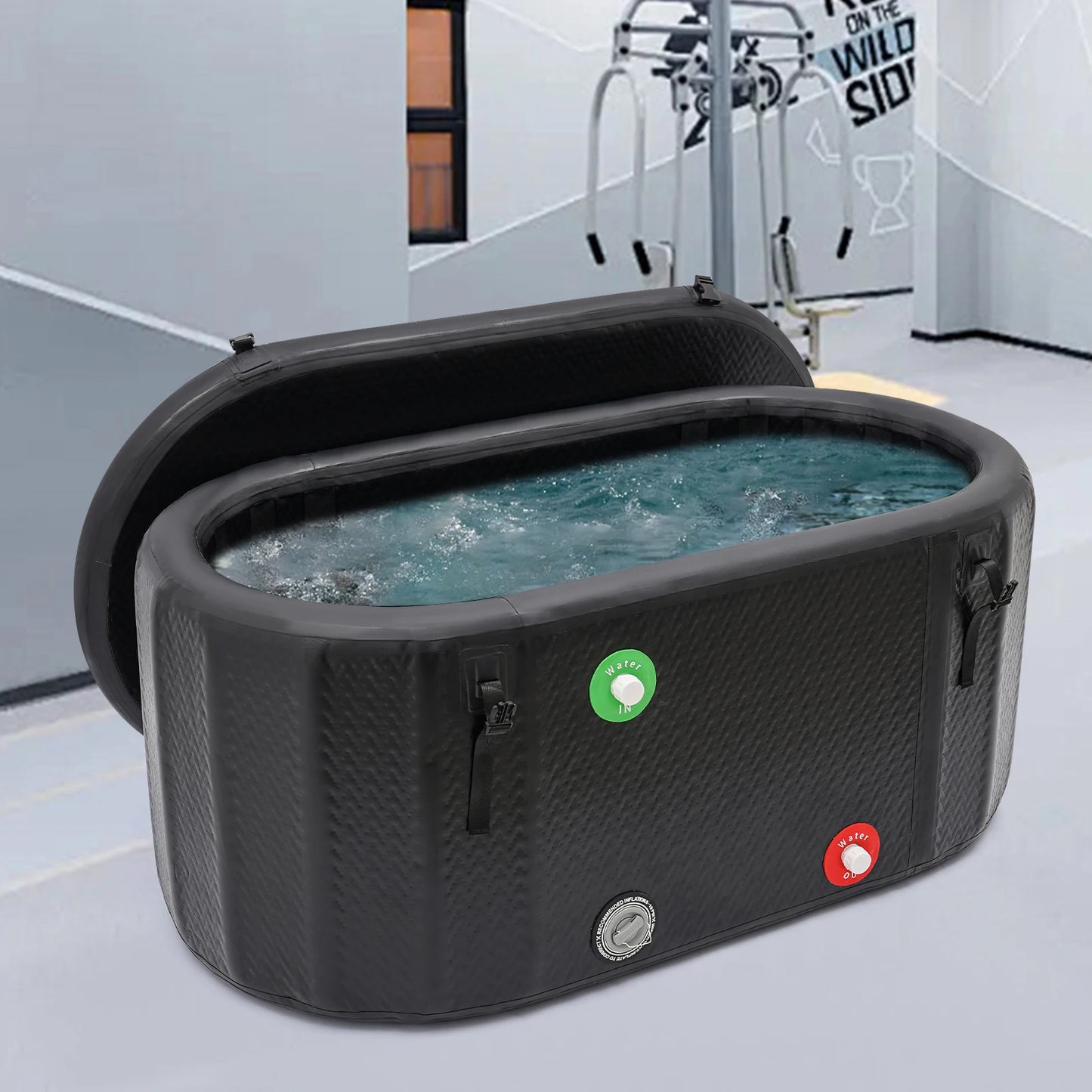 150x80x67cm Inflatable Ice Bathtub for Athletes, 370L Large Capacity Cold Water Bath Tub for Muscle Recovery, Portable PVC Ice Bath Tub with Pump & Repair Kit, Durable Leakproof for Home Gym Outdoor Spa