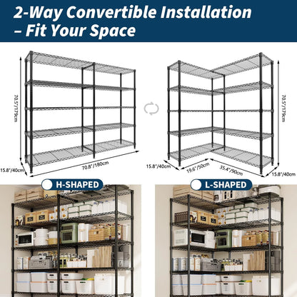 Heavy Duty Storage Shelves 4/5 Tiers Metal Shelving Unit Adjustable Organization