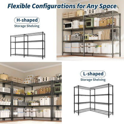 Heavy Duty Storage Shelves 4/5 Tiers Metal Shelving Unit Adjustable Organization