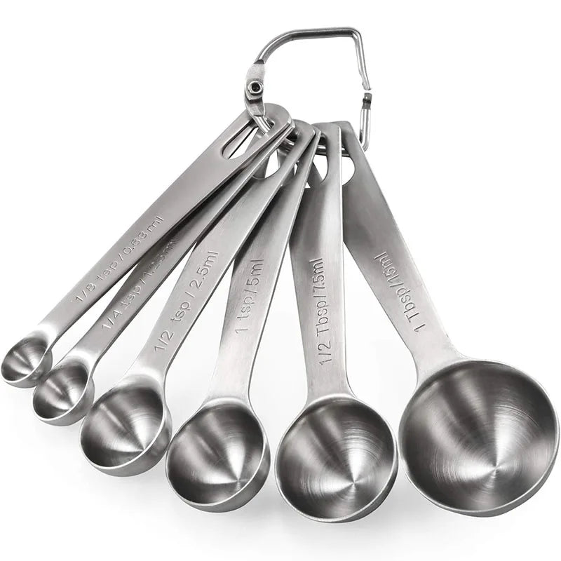 6Pcs Measuring Spoons Set Stainless Steel Measuring Spoons Cups Set Kitchen Gadgets Tablespoon and Teaspoon For Cooking Baking