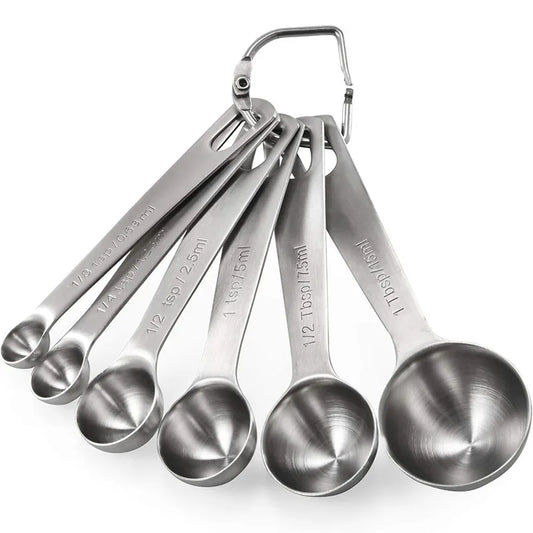 6Pcs Measuring Spoons Set Stainless Steel Measuring Spoons Cups Set Kitchen Gadgets Tablespoon and Teaspoon For Cooking Baking