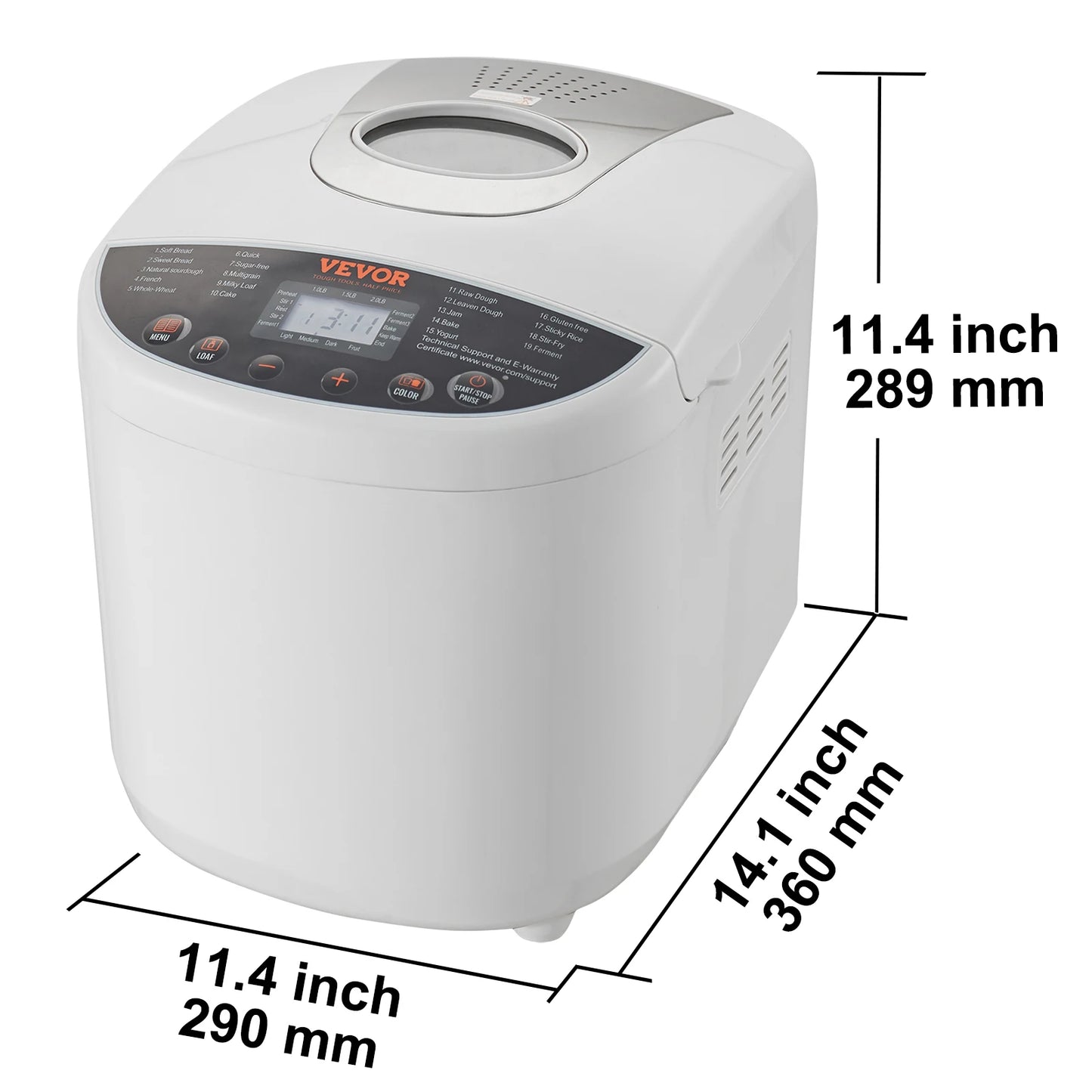 Bread Maker 15-in-1 Dough Machine w/Nonstick Ceramic Pan