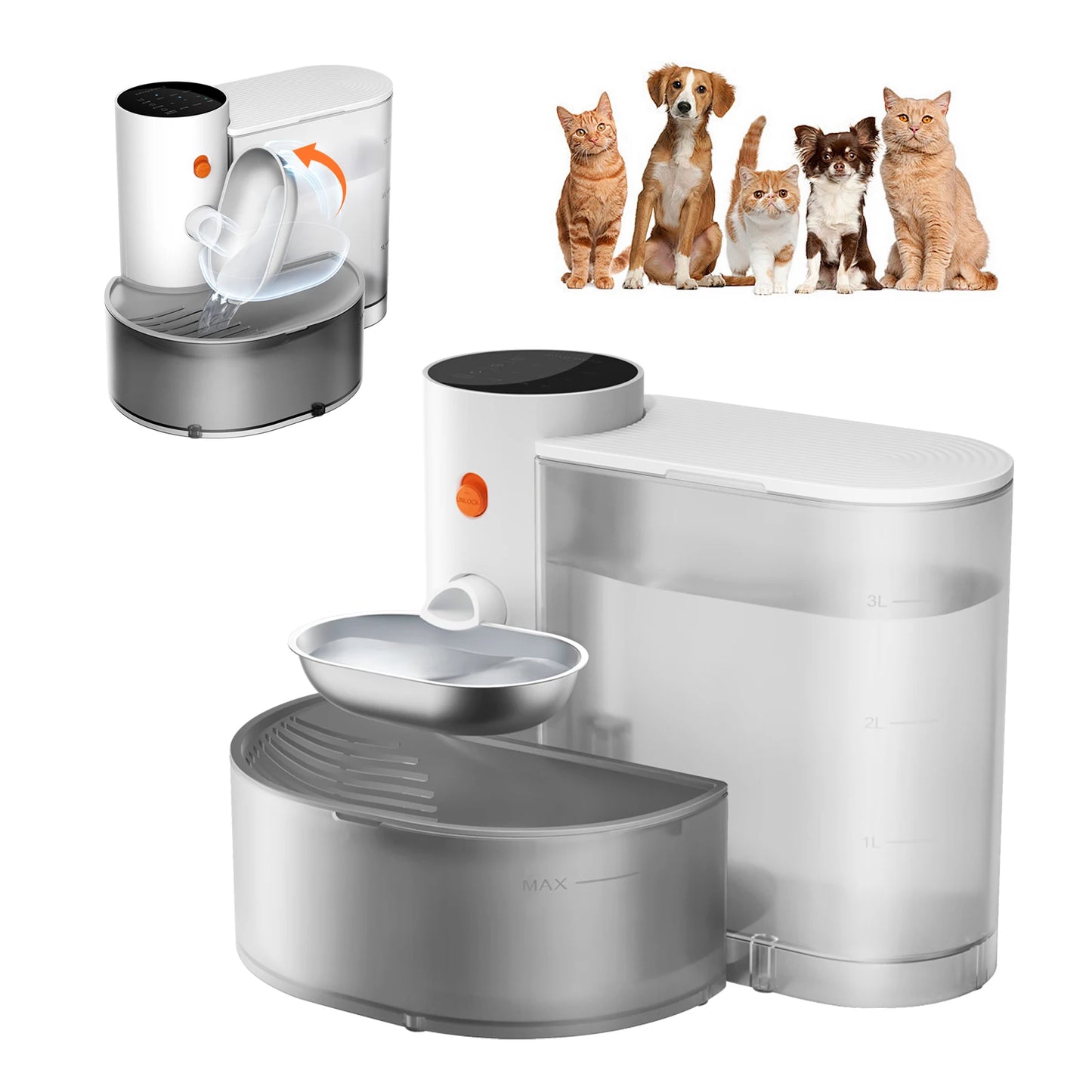 New Stainless Steel Bowl Pet Intelligent Pouring Water Dispenser