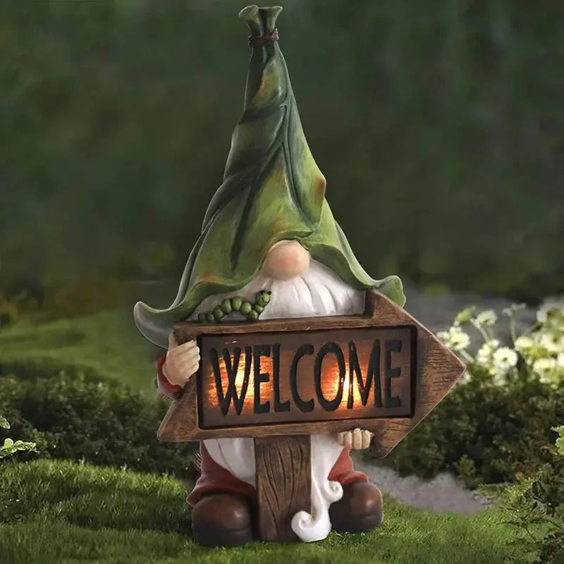 14 Inch Outdoor Garden Dwarf Statue-resin Gnome Statue Lighting Wizard Solar Led Light