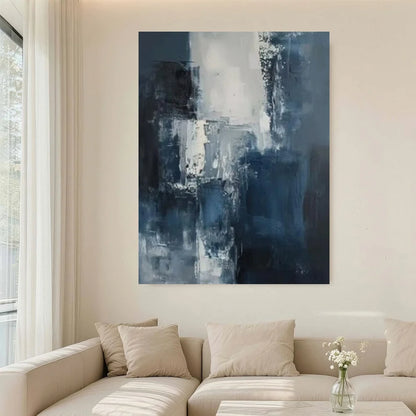 Deep Blue Modern Abstract Poster Print Canvas Art