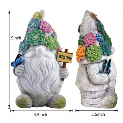 14 Inch Outdoor Garden Dwarf Statue-resin Gnome Statue Lighting Wizard Solar Led Light