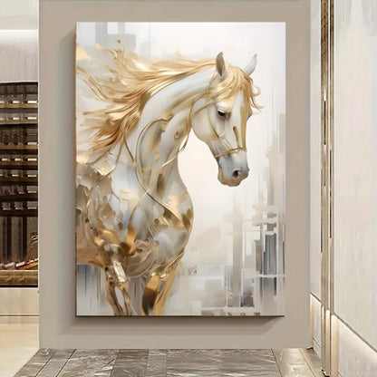 1 piece 31.49*47.24 inches  frameless modern retro Golden horse wall art painting