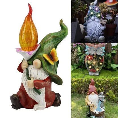 14 Inch Outdoor Garden Dwarf Statue-resin Gnome Statue Lighting Wizard Solar Led Light