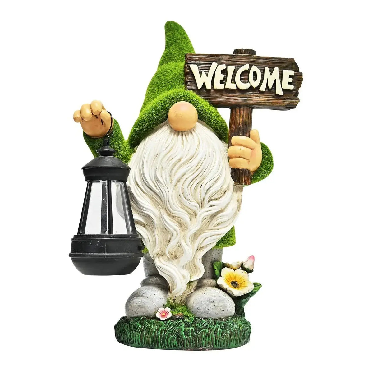 14 Inch Outdoor Garden Dwarf Statue-resin Gnome Statue Lighting Wizard Solar Led Light