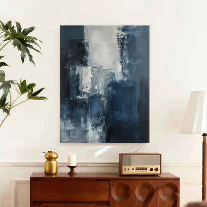 Deep Blue Modern Abstract Poster Print Canvas Art