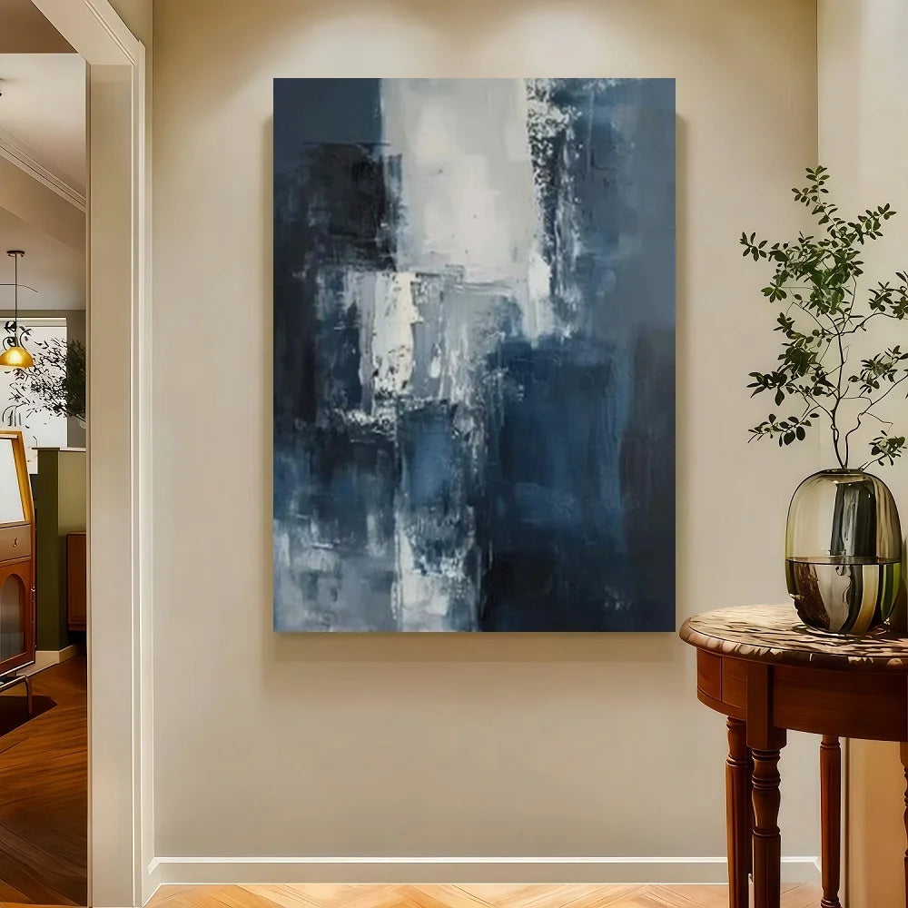 Deep Blue Modern Abstract Poster Print Canvas Art
