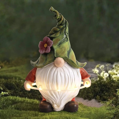 14 Inch Outdoor Garden Dwarf Statue-resin Gnome Statue Lighting Wizard Solar Led Light