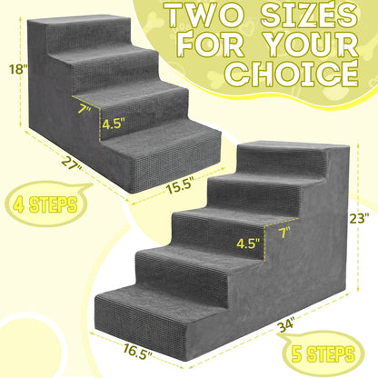 4-Tier/5-Tier Pet Stairs For Small Dogs & Cats,