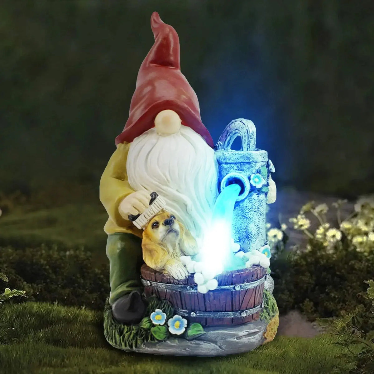 14 Inch Outdoor Garden Dwarf Statue-resin Gnome Statue Lighting Wizard Solar Led Light