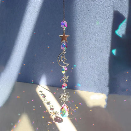 1 Pc Galaxy Star Moon Crystal Wind Chime Pendant for Home Decor Outdoor Garden