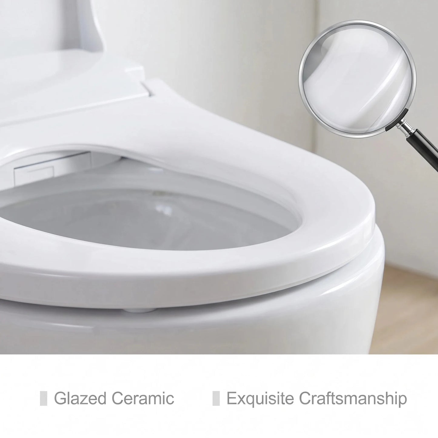 V-Shape Bidet Toilet Seat Smart Home Auto Open/Close with Side Knob Heated Seat
