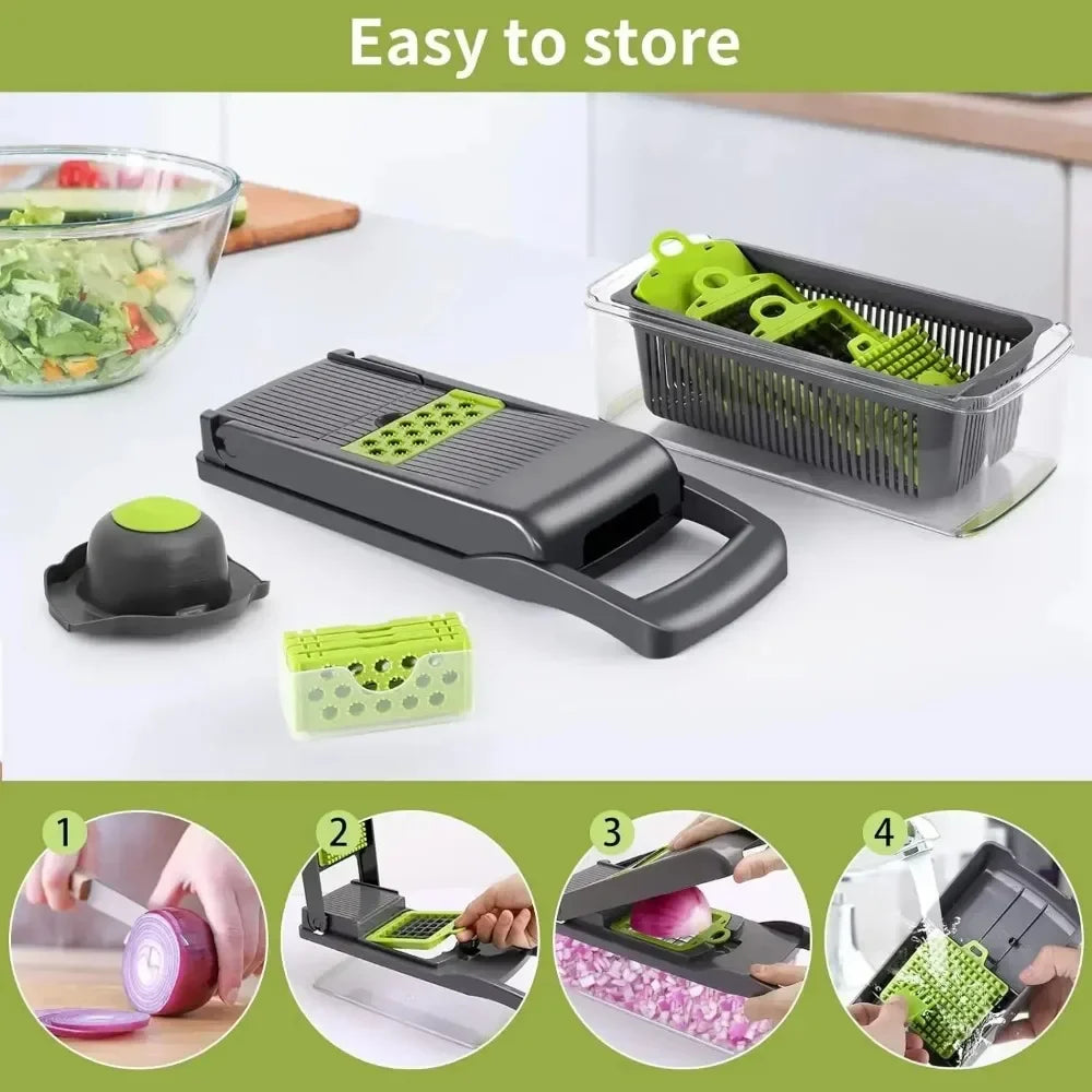 Multifunctional Vegetable Chopper 14/16 in 1 Food Slicer Dicer Grater with Handle