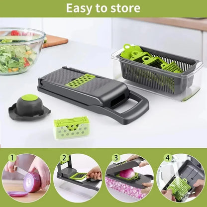 Multifunctional Vegetable Chopper 14/16 in 1 Food Slicer Dicer Grater with Handle