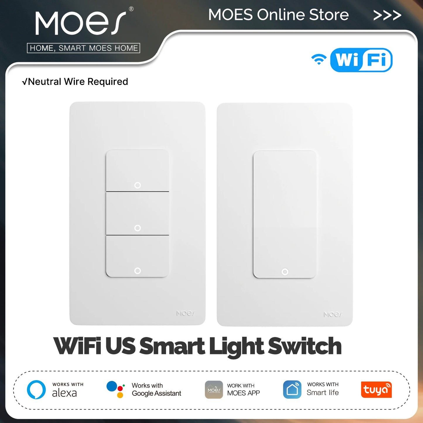 Wi-Fi Smart Light Switch , Push Button Wall Switch