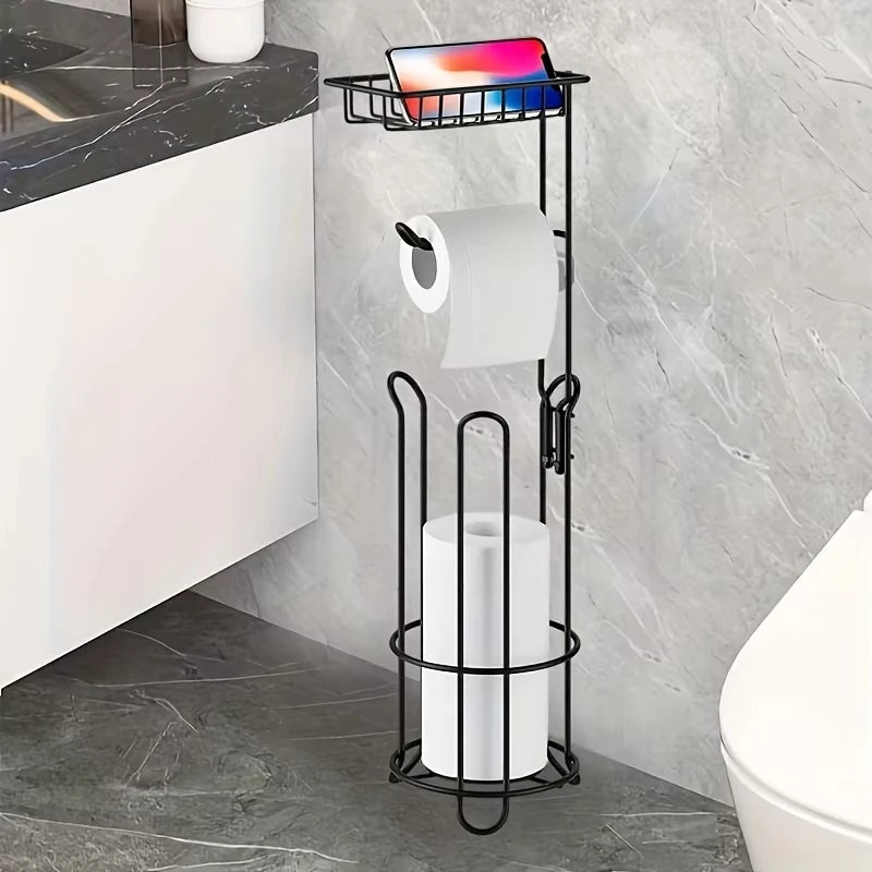1pc vertical toilet paper rack, with shelves for storing toilet paper,