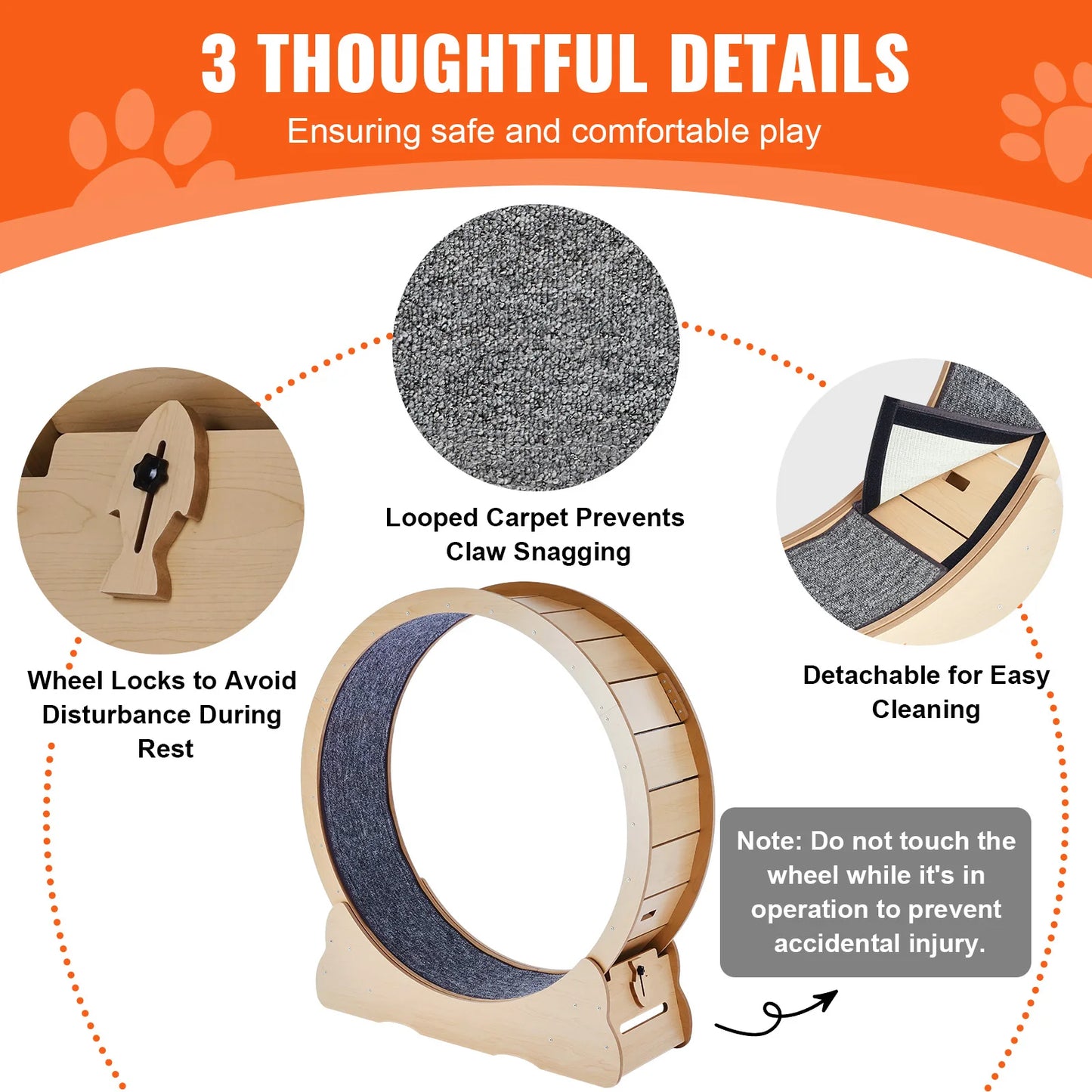 Large Cat Treadmill Wheel for Indoor Cat Running Wheel with Detachable Carpet