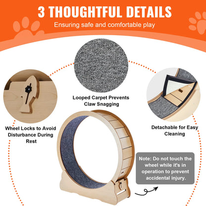 Large Cat Treadmill Wheel for Indoor Cat Running Wheel with Detachable Carpet