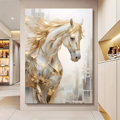 1 piece 31.49*47.24 inches  frameless modern retro Golden horse wall art painting