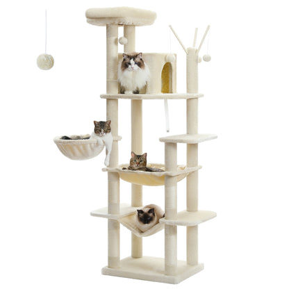 Large Cat Tree Tall Cat Tower for Indoor Cats Multi-Level Plush Cat Condo with Scratching Posts