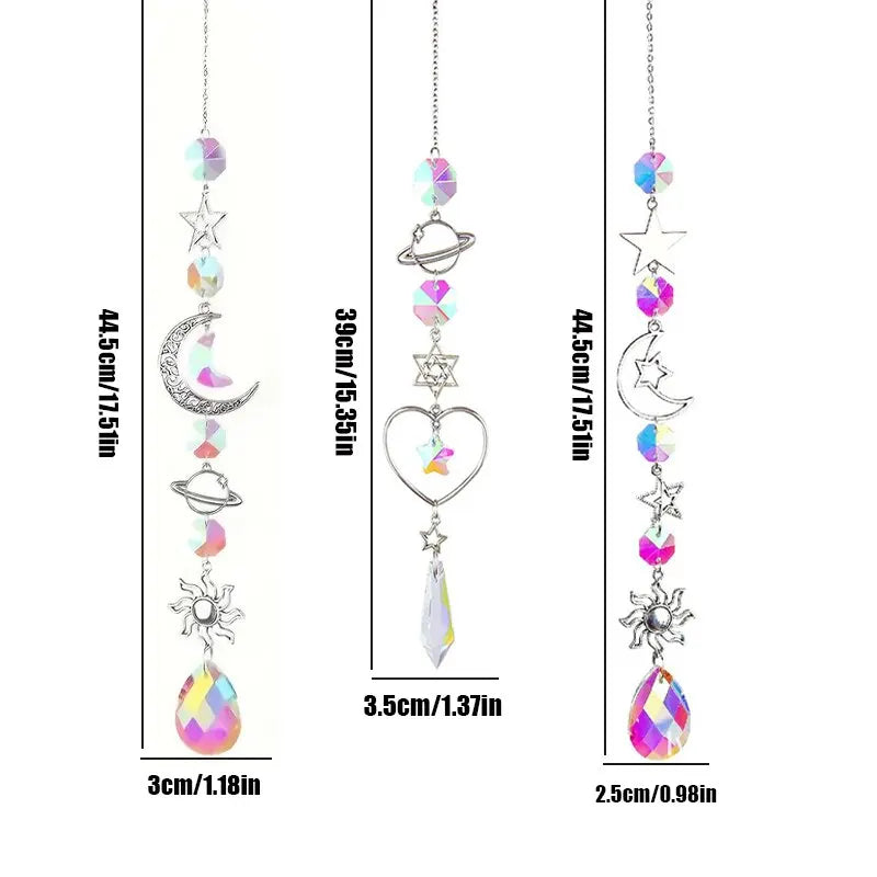 1 Pc Galaxy Star Moon Crystal Wind Chime Pendant for Home Decor Outdoor Garden