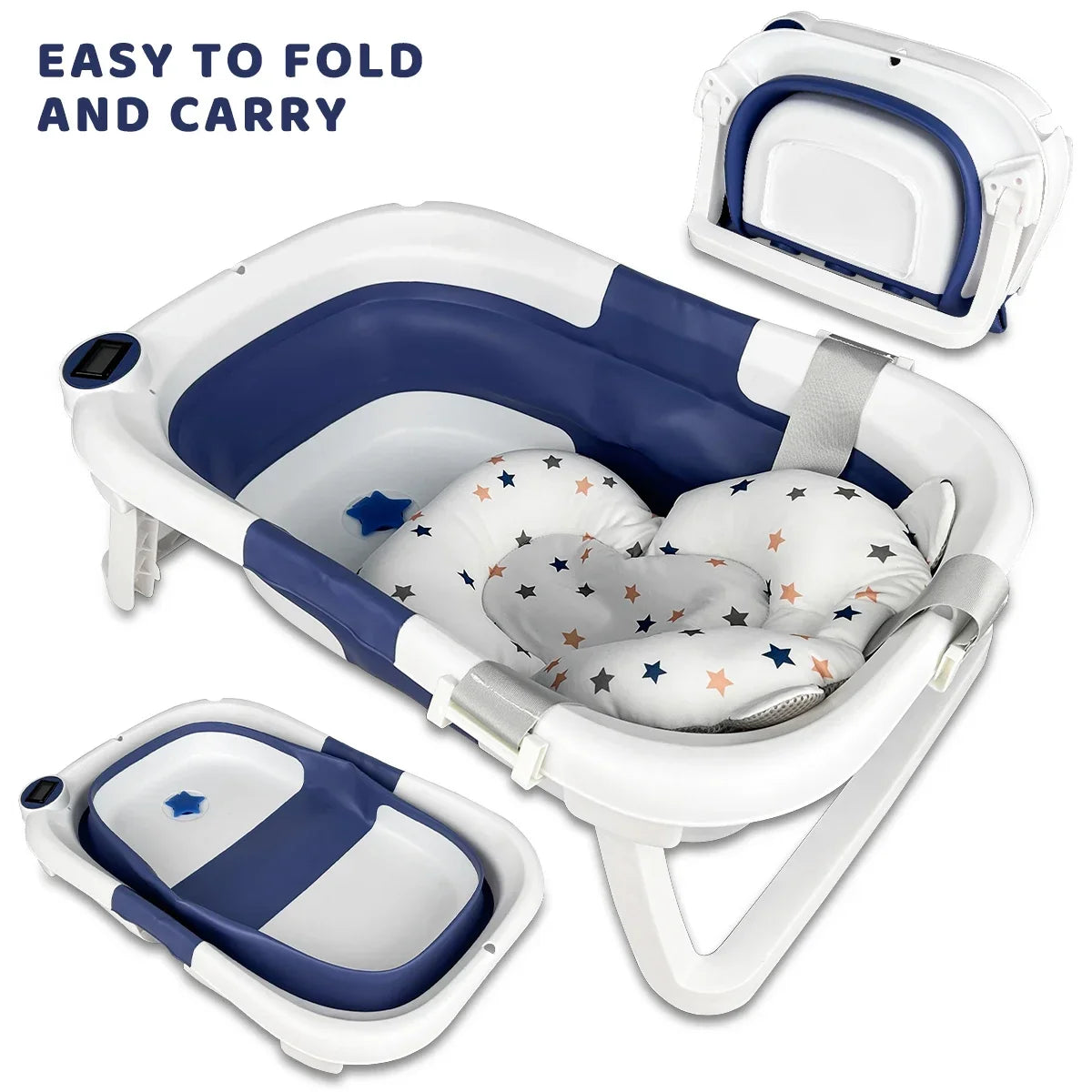 Baby bathtub With a bath mat, lightweight and foldable,