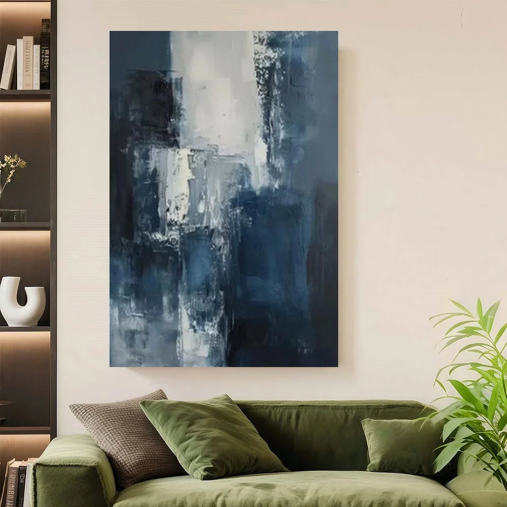 Deep Blue Modern Abstract Poster Print Canvas Art