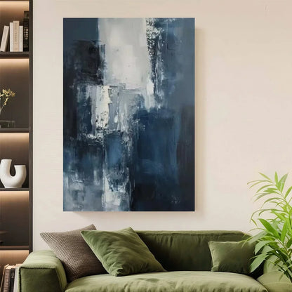Deep Blue Modern Abstract Poster Print Canvas Art