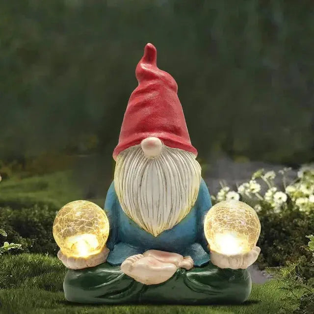 14 Inch Outdoor Garden Dwarf Statue-resin Gnome Statue Lighting Wizard Solar Led Light