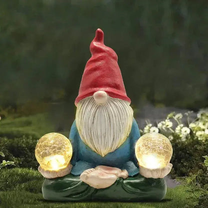 14 Inch Outdoor Garden Dwarf Statue-resin Gnome Statue Lighting Wizard Solar Led Light