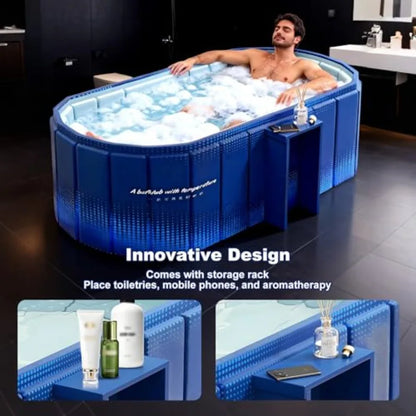 Portable 59 Large Collapsible Cold Plunge Bathtub Foldable