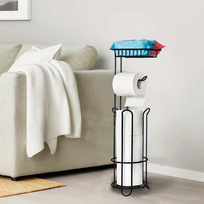 1pc vertical toilet paper rack, with shelves for storing toilet paper,