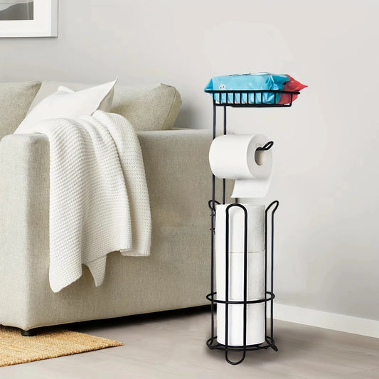 1pc vertical toilet paper rack, with shelves for storing toilet paper,