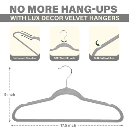 🇺🇸 USA Local Fast Shipping Lux Decor Velvet Hangers 50/100 Pack, Heavy Duty Non-Slip with 360° Swivel Hook for Clothes Coats