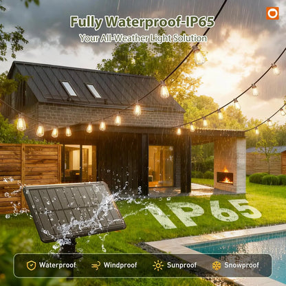 52(48+4) FT Solar String Lights Waterproof,Patio Lights Solar Powered with Remote
