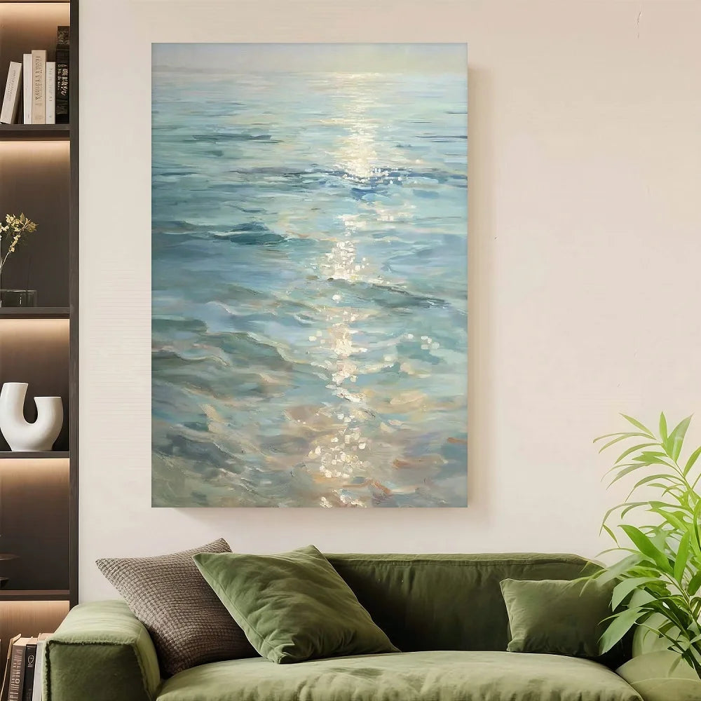 Framed Poster Featuring Calming Ocean Water Canvas Art,