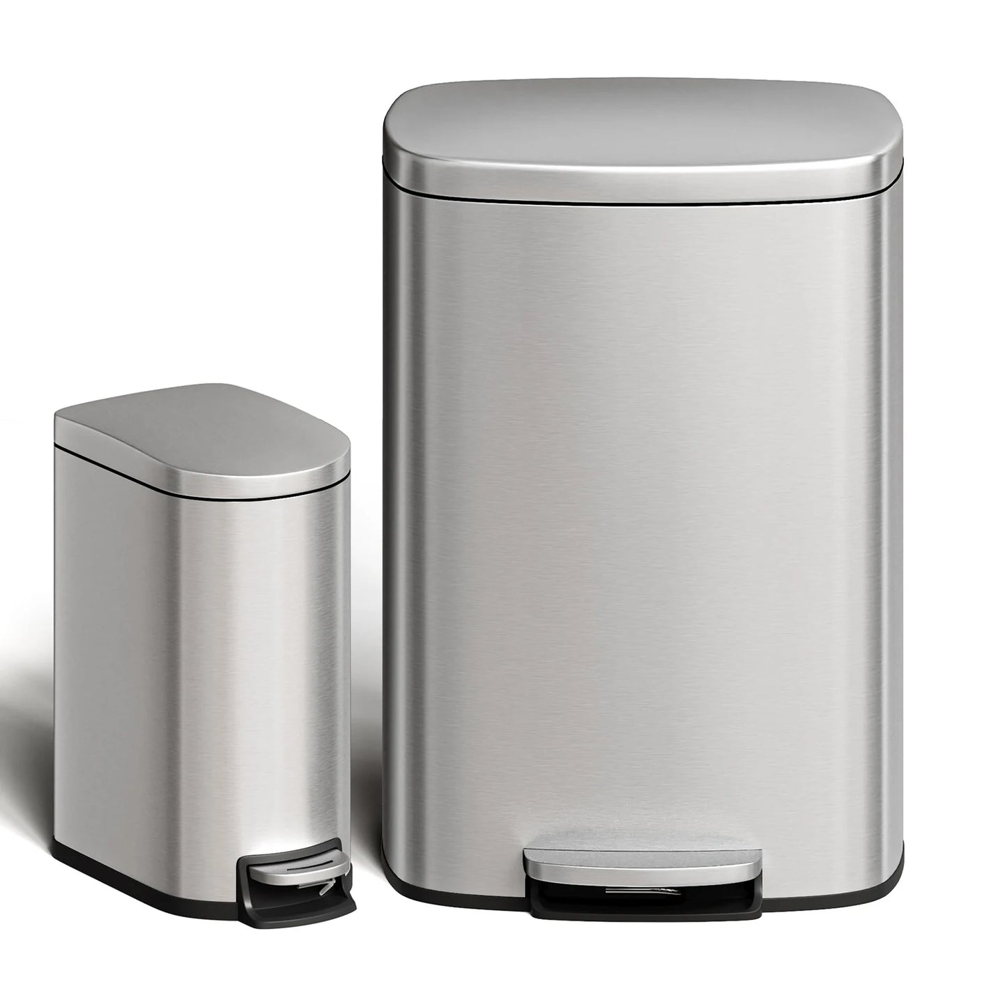 Durable Step-On Kitchen Trash Can Combo Set 50L+10L