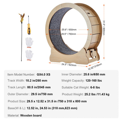 Large Cat Treadmill Wheel for Indoor Cat Running Wheel with Detachable Carpet
