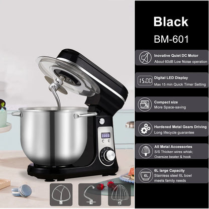 Food Stand Mixer, Blender, Quiet Motor, Cream Egg Whisk, Whip Dough Kneader, 6-Speed,
