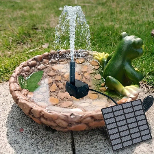 Solar Fountain with 6 Nozzles -  Floating Water Pump for Bird Baths,