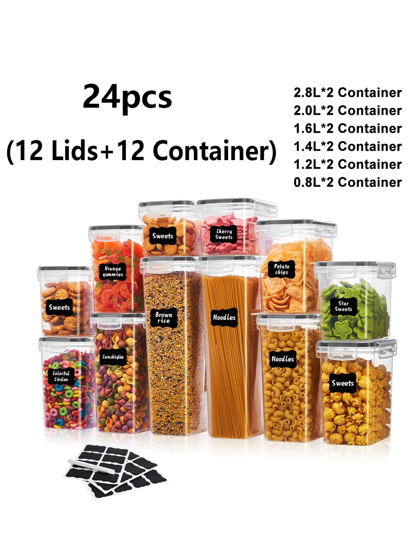 24pcs，Sealed food storage containers with LIDS -