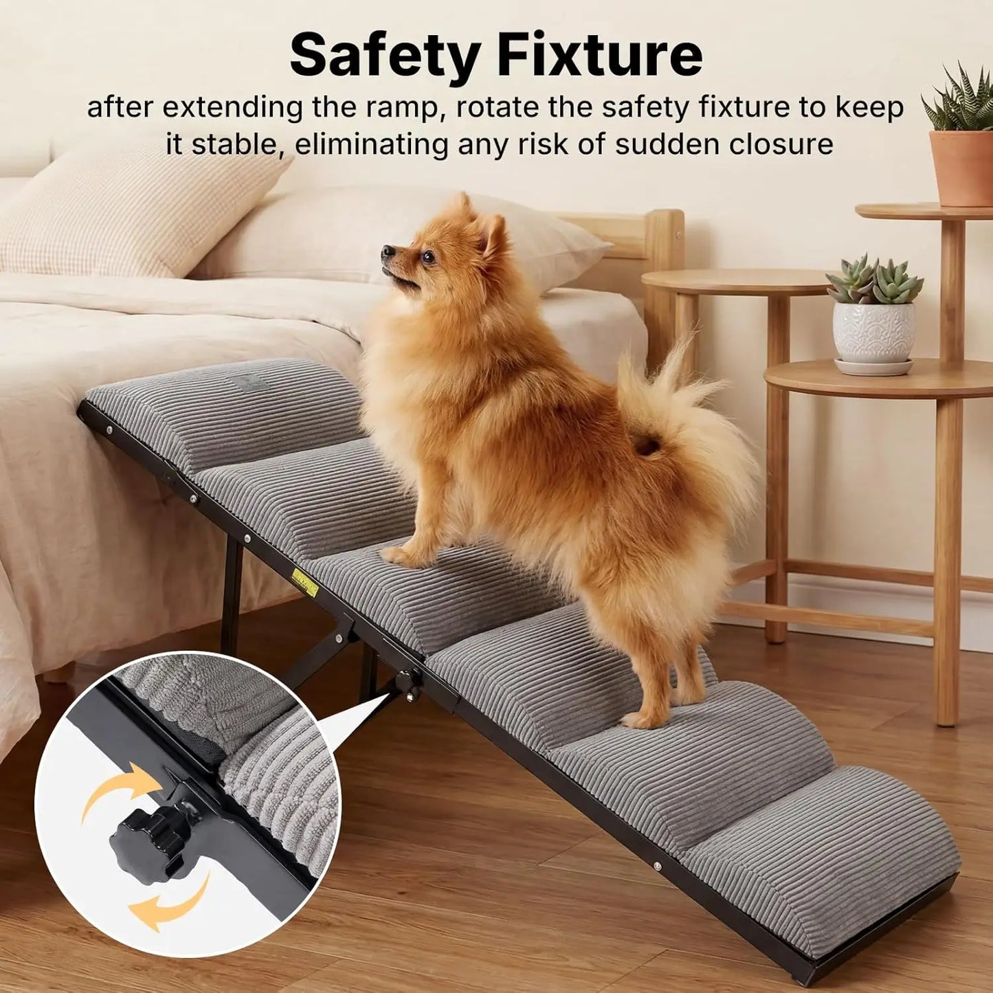 Dog Ramp for Bed Couch Height Adjustable from 12' to 20', Foldable Stairs for Dogs to Get on Bed 17' Extra Wide, Portable Pet Do