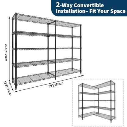 Heavy Duty Storage Shelves 4/5 Tiers Metal Shelving Unit Adjustable Organization