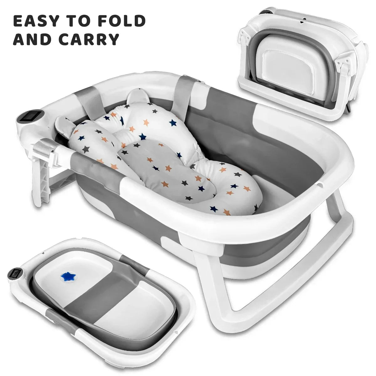 Baby bathtub With a bath mat, lightweight and foldable,