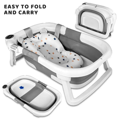 Baby bathtub With a bath mat, lightweight and foldable,