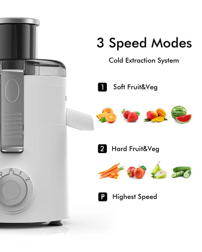 Juice Extractor for Fruit & Vegetable Juice, 3-Speeds,